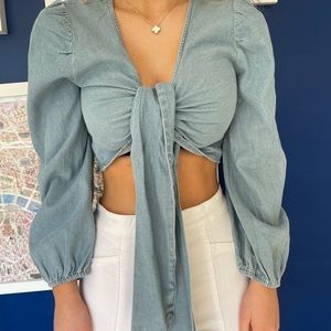 American Eagle lightweight Denim Crop Top
